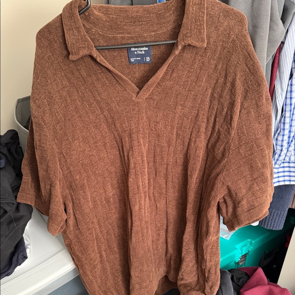 Abercrombie & Fitch Rust Textured Polo